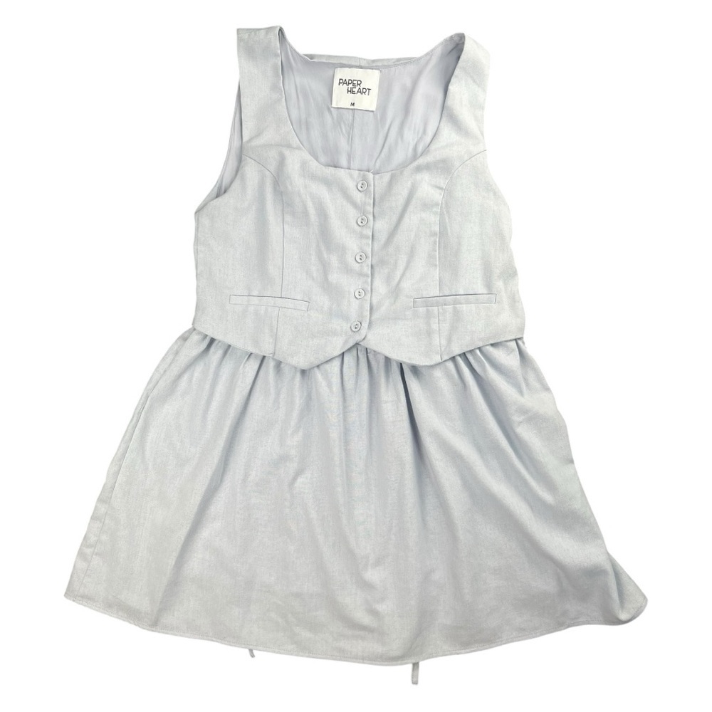 Paper Heart Women's Baby Blue Mini Dress With Attached Vest In Size M